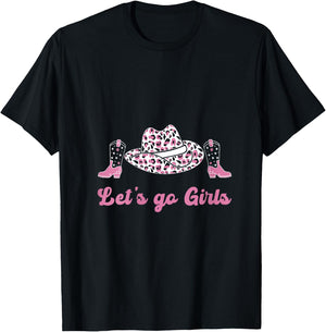Let's Go Girls Shirt Cute Rodeo girl Pink cowgirl V-Neck T-Shirt - T-Shirt | Black