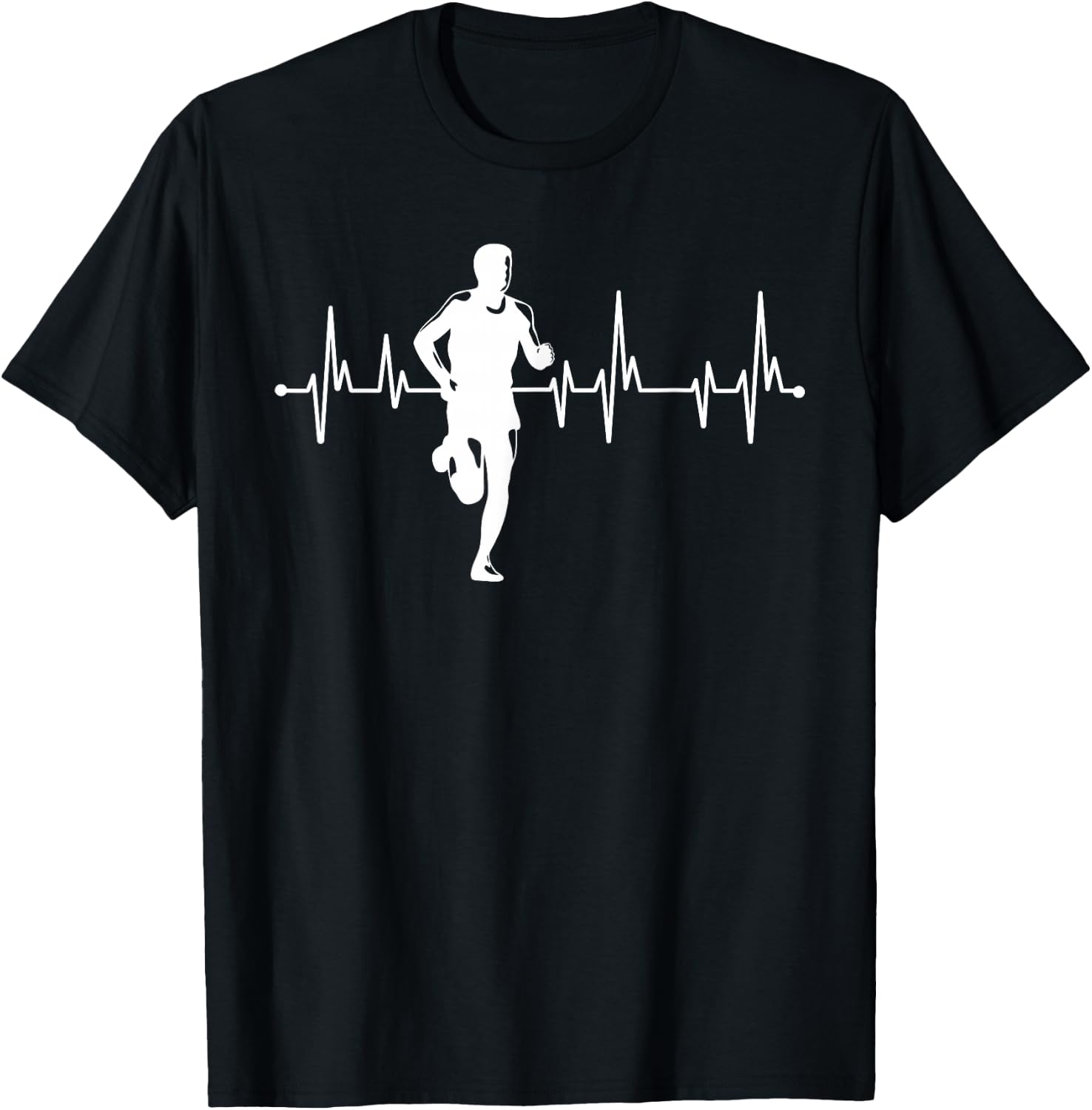 Funny Running Heartbeat for Runners T-Shirt - T-Shirt | Black