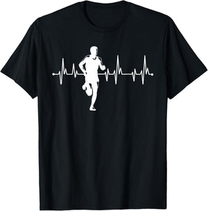 Funny Running Heartbeat for Runners T-Shirt - T-Shirt | Black