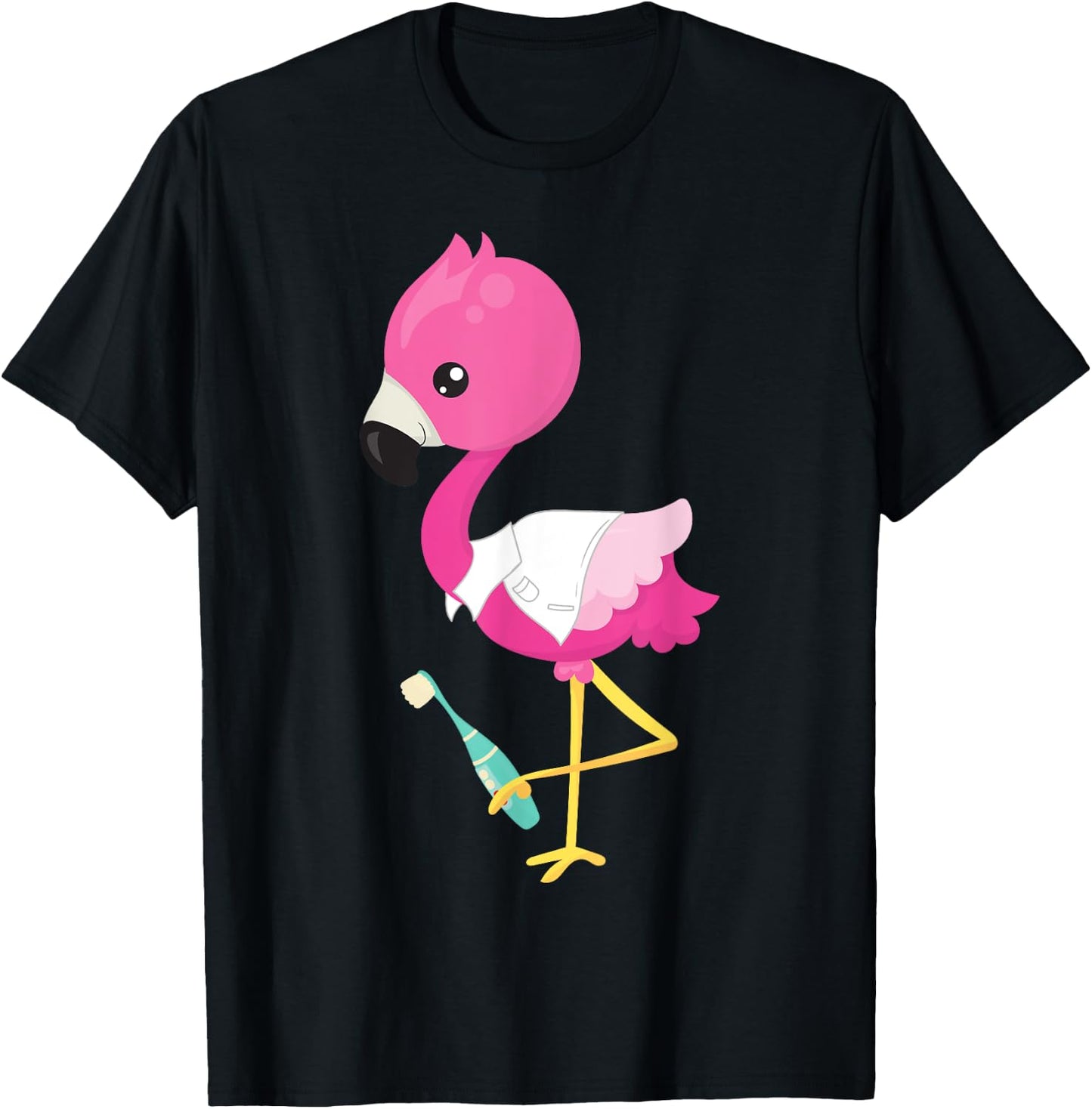 Pink Flamingo Doctor Dental Clinic Surgery Oral Care Dentist T-Shirt - T-Shirt | Black
