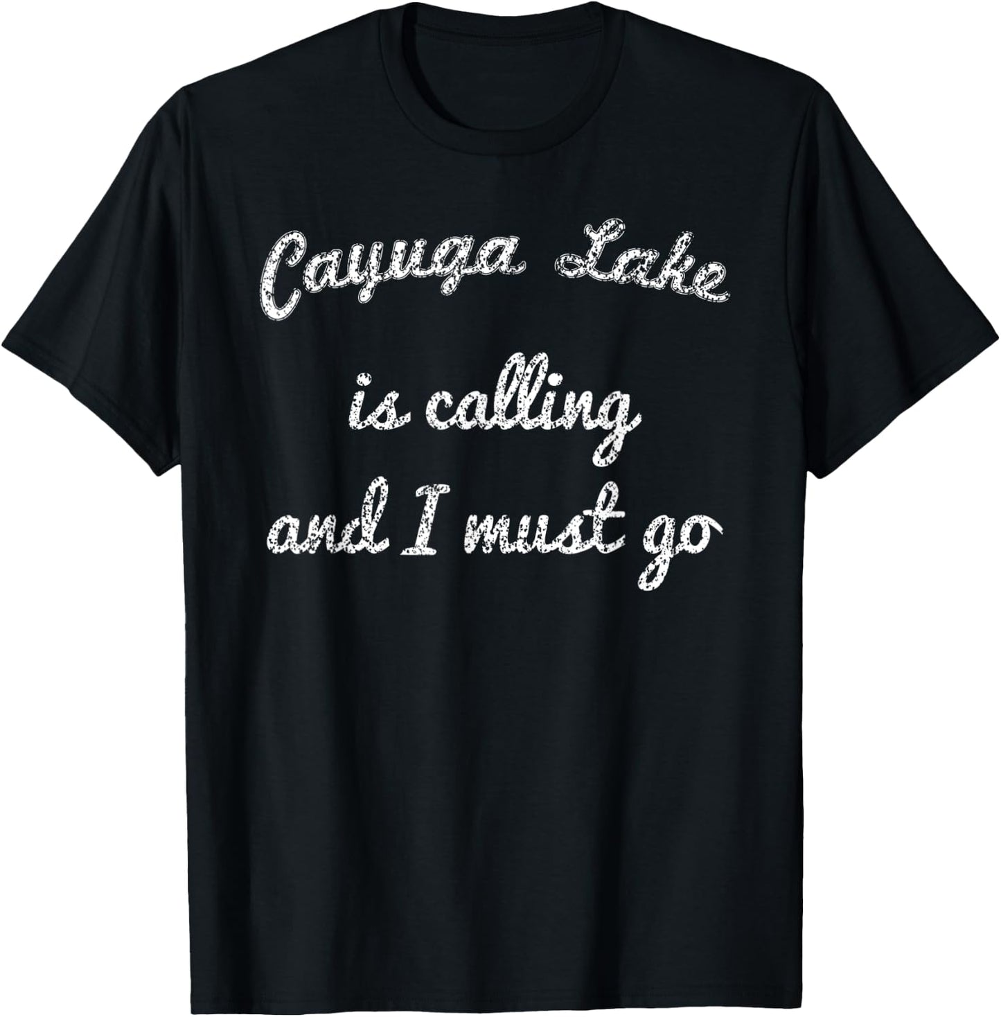 CAYUGA LAKE NEW YORK Funny Fishing Camping Summer Gift Women Kids T-Shirt - T-Shirt | Black
