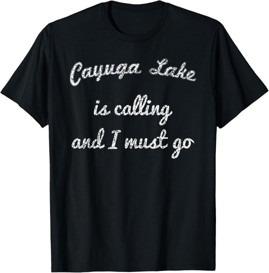 CAYUGA LAKE NEW YORK Funny Fishing Camping Summer Gift Women Kids T-Shirt - T-Shirt | Black