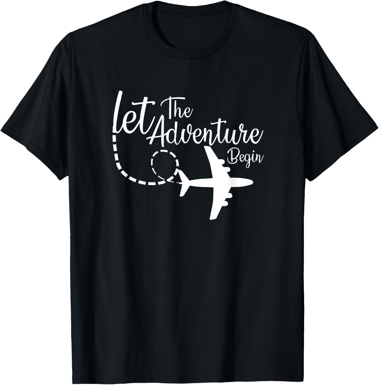 Let The Adventure Begin inspirational Airplane Travel Mode T-Shirt - T-Shirt | Black