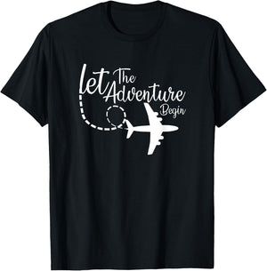 Let The Adventure Begin inspirational Airplane Travel Mode T-Shirt - T-Shirt | Black