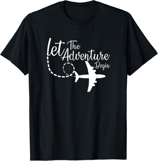 Let The Adventure Begin inspirational Airplane Travel Mode T-Shirt - T-Shirt | Black