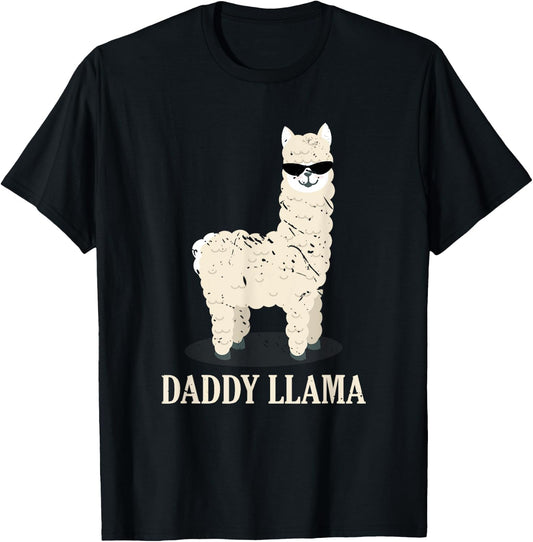 Daddy Llama Alpaca Funny Animal Lover Gift Father's Day T-Shirt - T-Shirt | Black