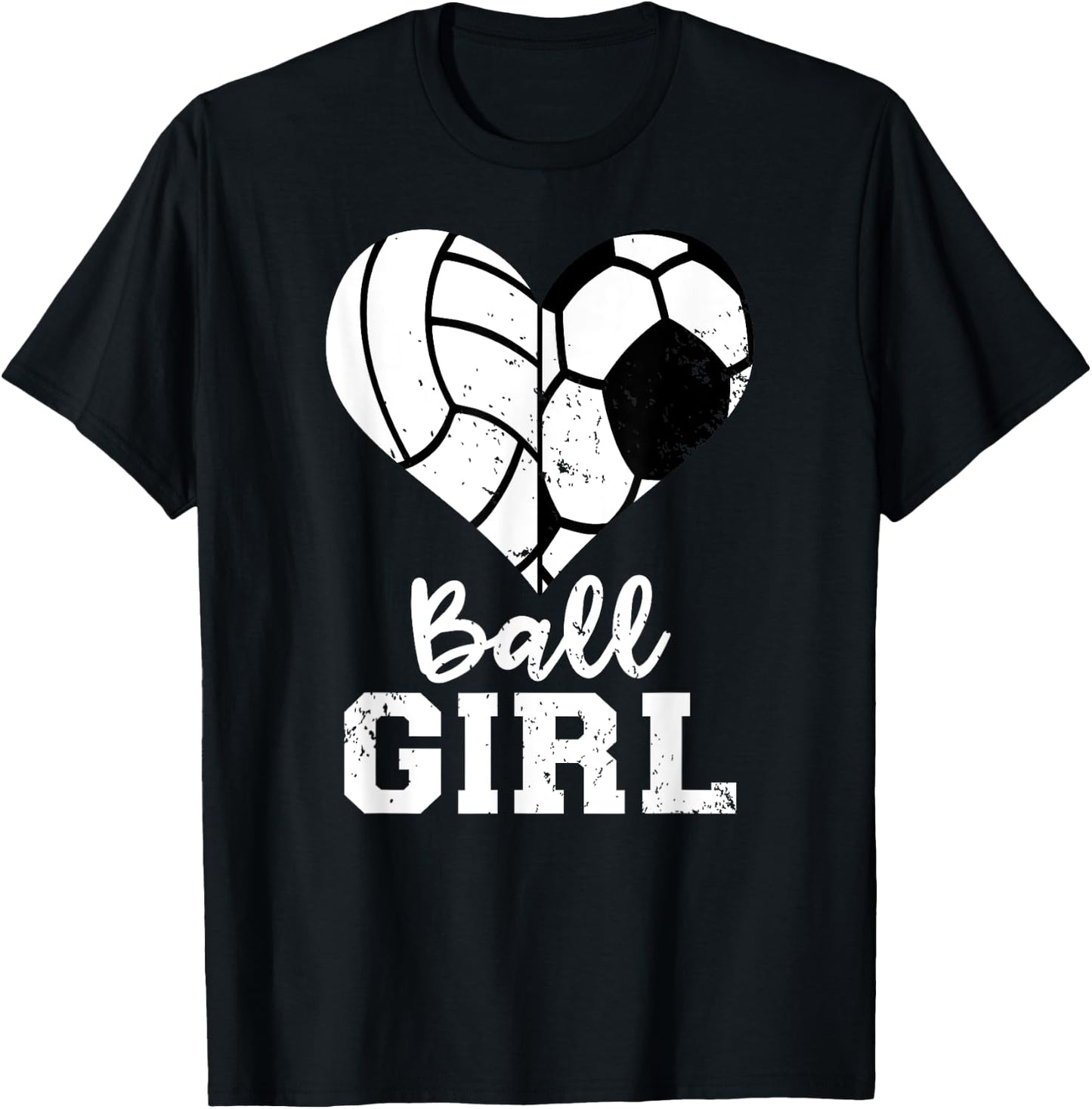 Ball Girl Heart Funny Soccer Volleyball Girl T-Shirt - T-Shirt | Black