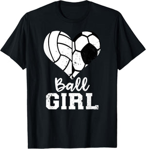 Ball Girl Heart Funny Soccer Volleyball Girl T-Shirt - T-Shirt | Black