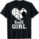 Ball Girl Heart Funny Soccer Volleyball Girl T-Shirt - T-Shirt | Black