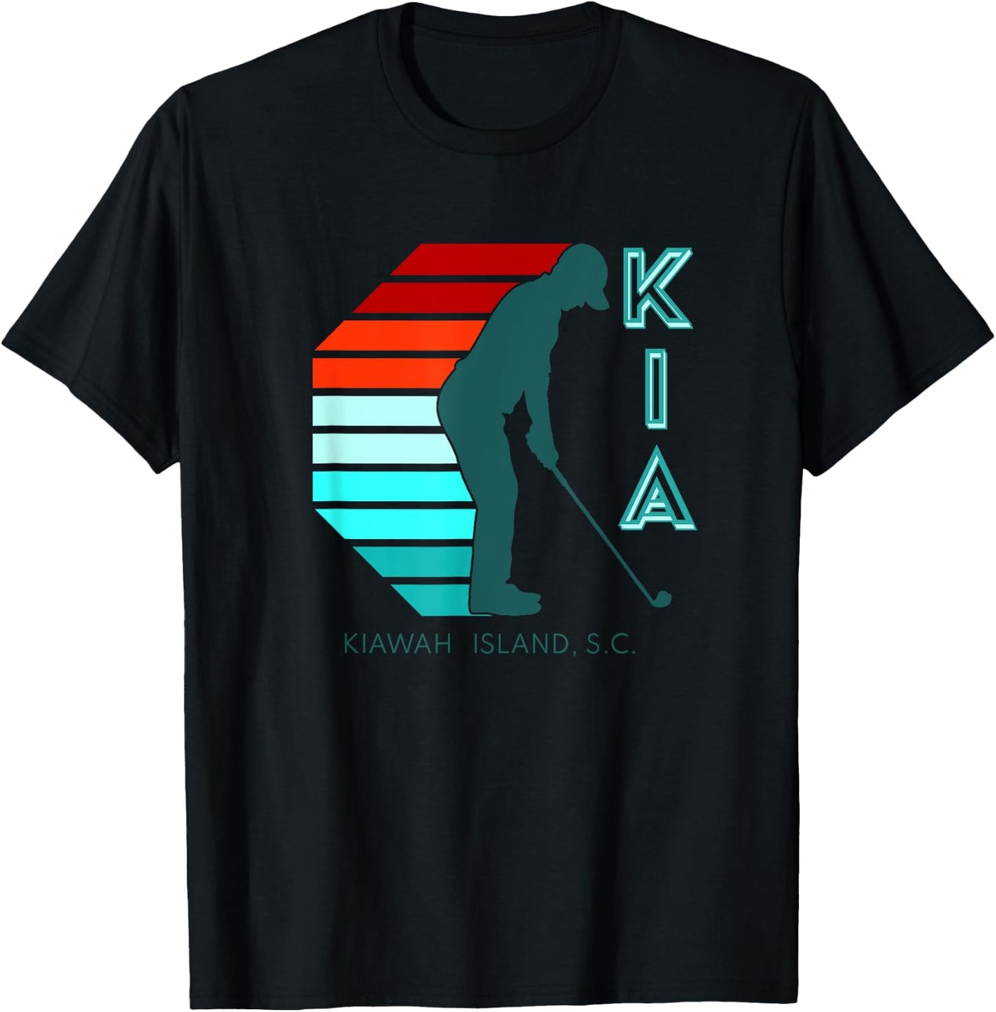 South Carolina Golfing Pro Retro Beach Kiawah Island Golf T-Shirt - T-Shirt | Black