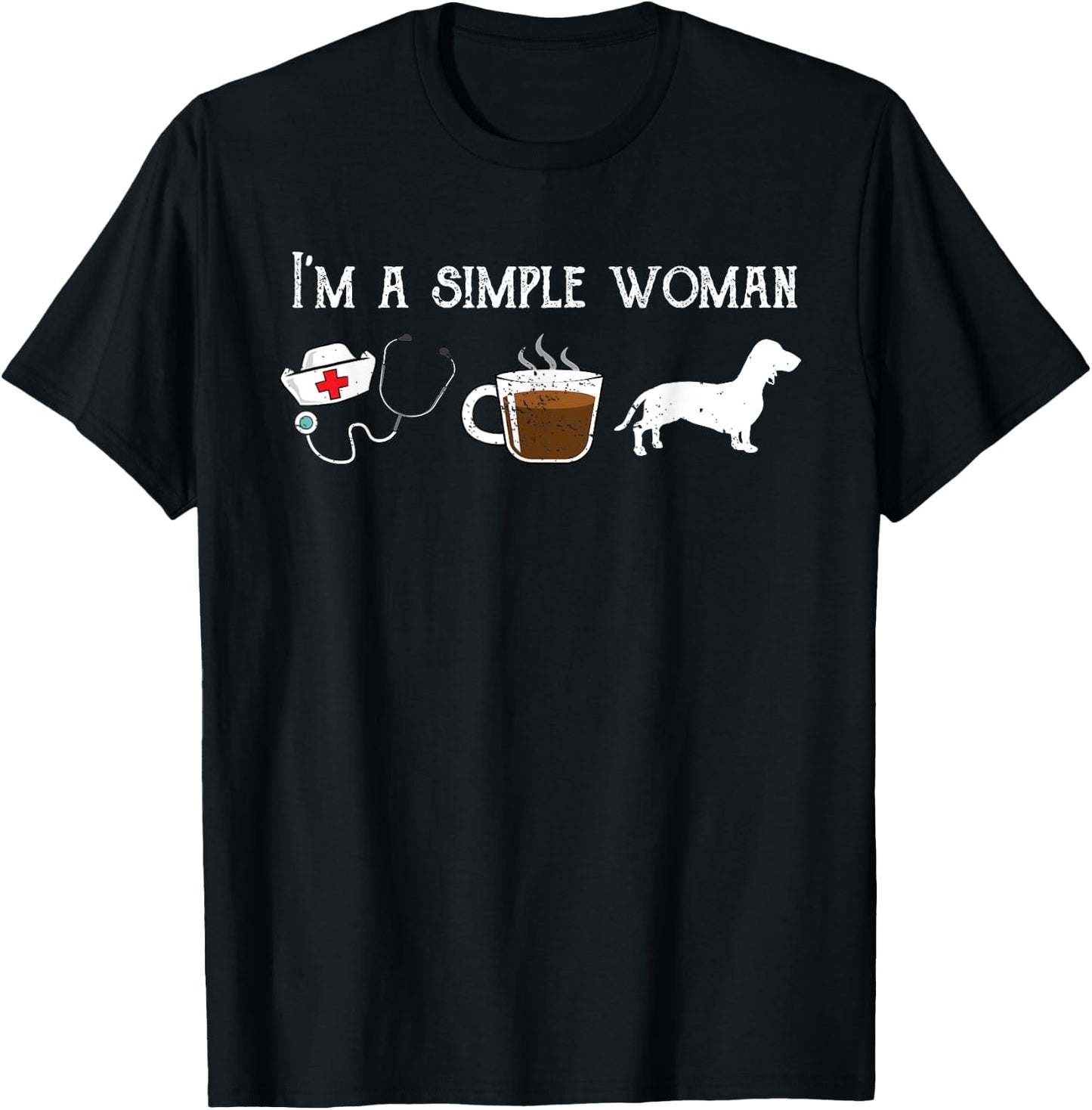 Funny Nurse Tea Coffee Lover Cute Dachshund Wiener Dog Mom T-Shirt - T-Shirt | Black