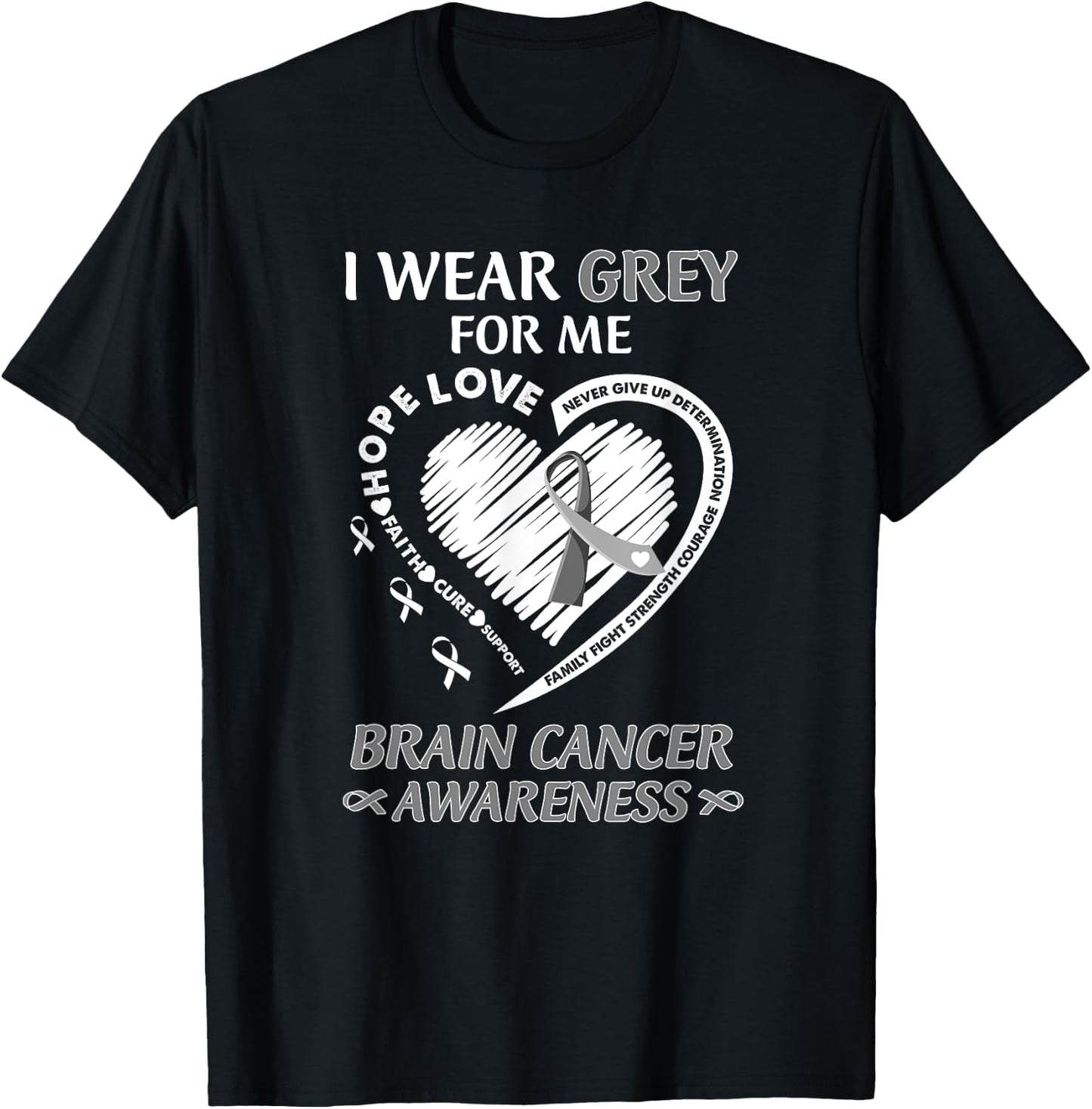 In May I Wear Grey For Me Brain Cancer Awareness Month T-Shirt - T-Shirt | Black