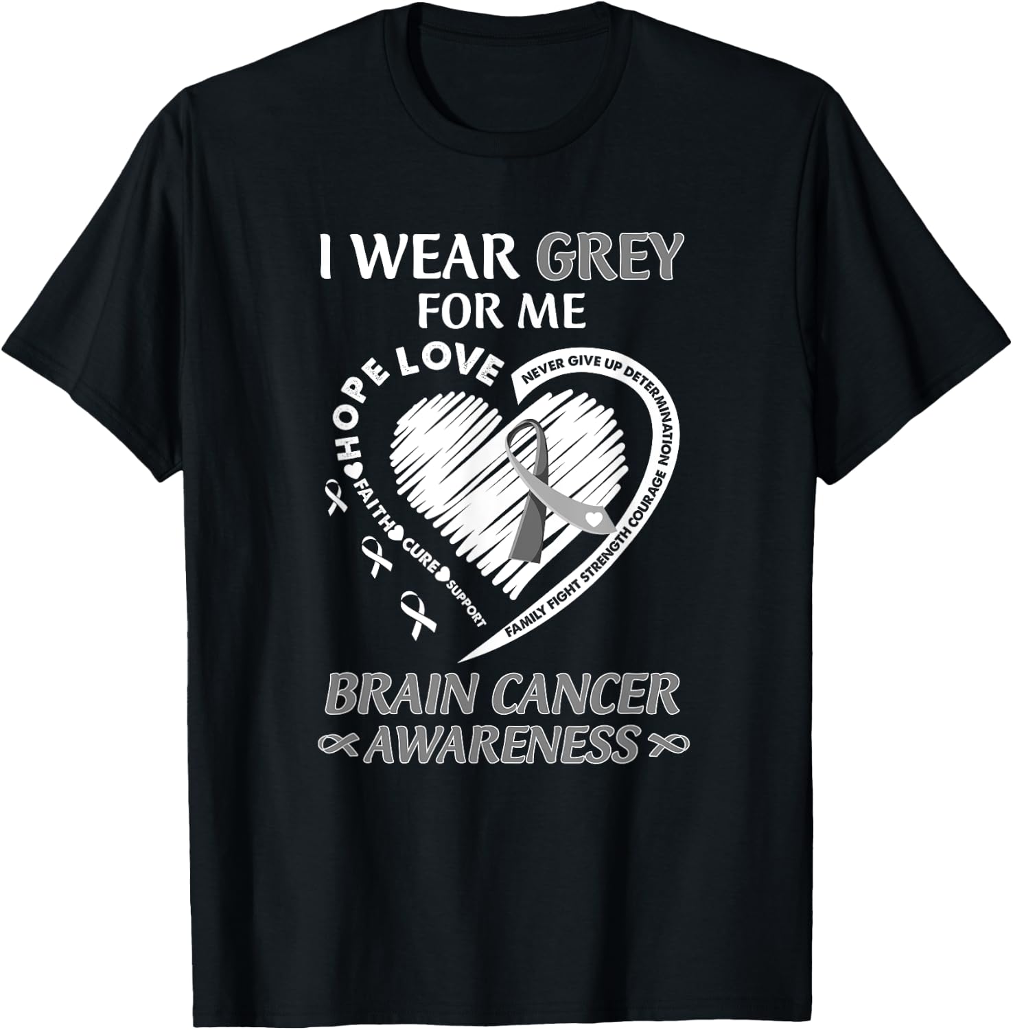 In May I Wear Grey For Me Brain Cancer Awareness Month T-Shirt - T-Shirt | Black