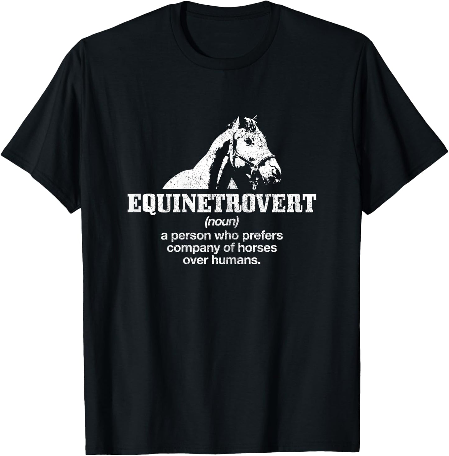 Equinetrovert Definition Funny Horse Riding Horse Girl Gift T-Shirt - T-Shirt | Black