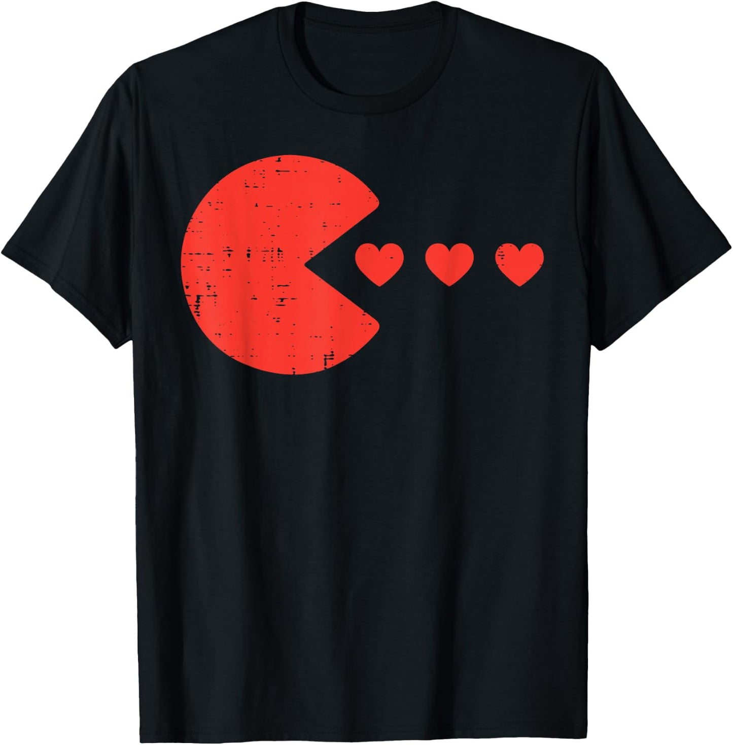 Valentines Day Gamer Eating Hearts Men Boys Kids Youth Teen T-Shirt - T-Shirt | Black