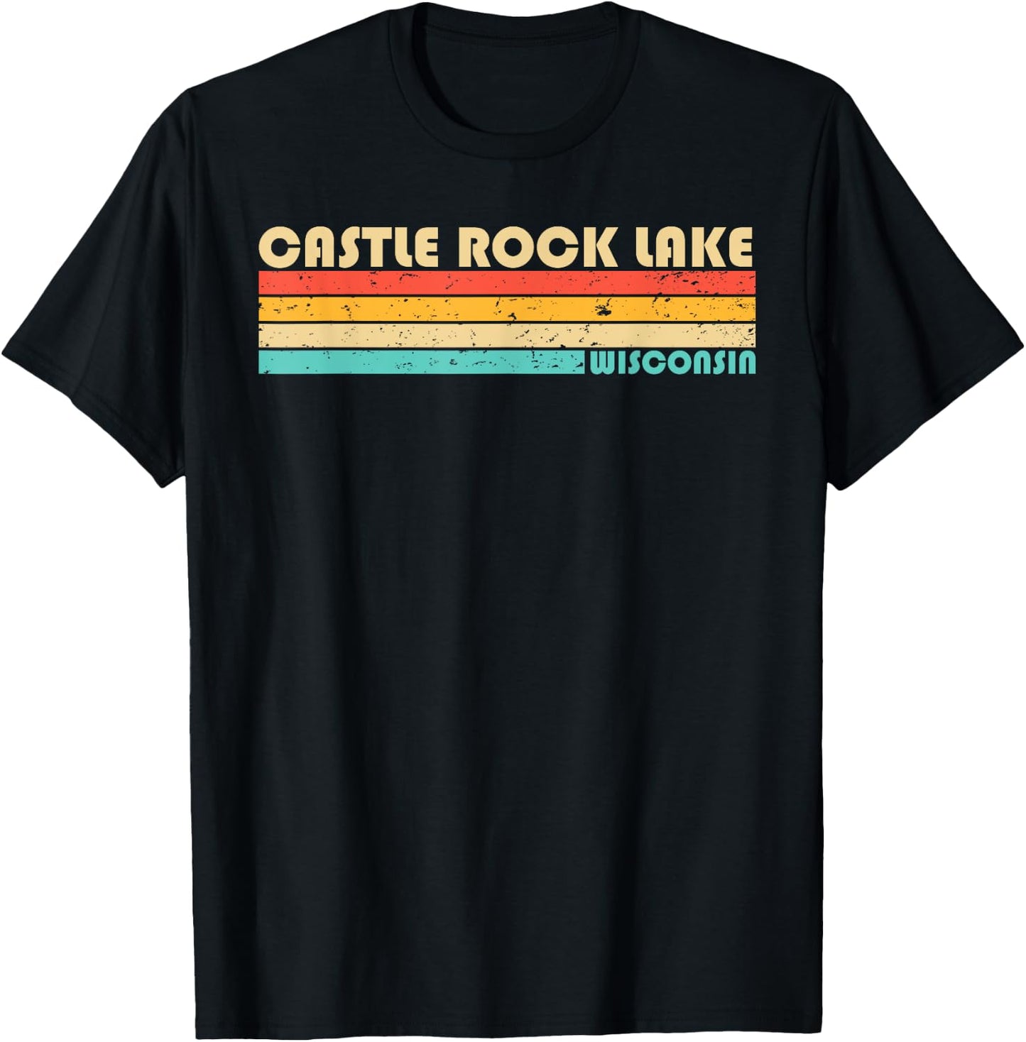 CASTLE ROCK LAKE WISCONSIN Funny Fishing Camping Summer T-Shirt - T-Shirt | Black