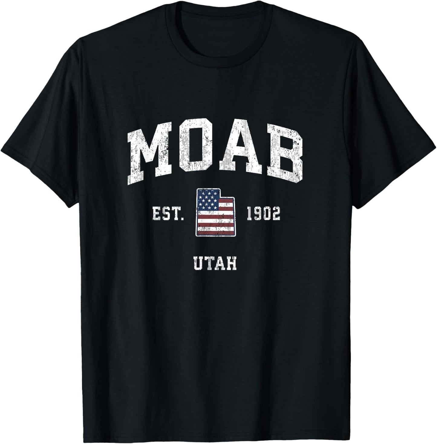 Moab Utah UT Vintage American Flag Sports Design Women Kids Men T-Shirt - T-Shirt | Black