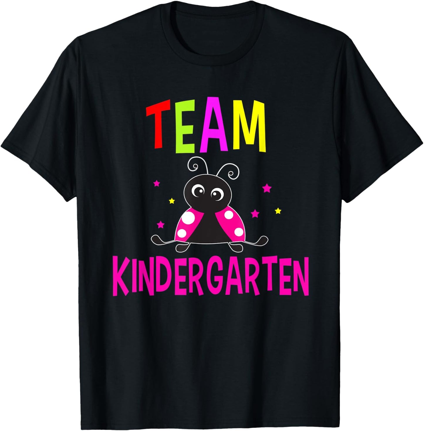 Team Kindergarten Pink Ladybug Back To School Funny T-Shirt - T-Shirt | Black