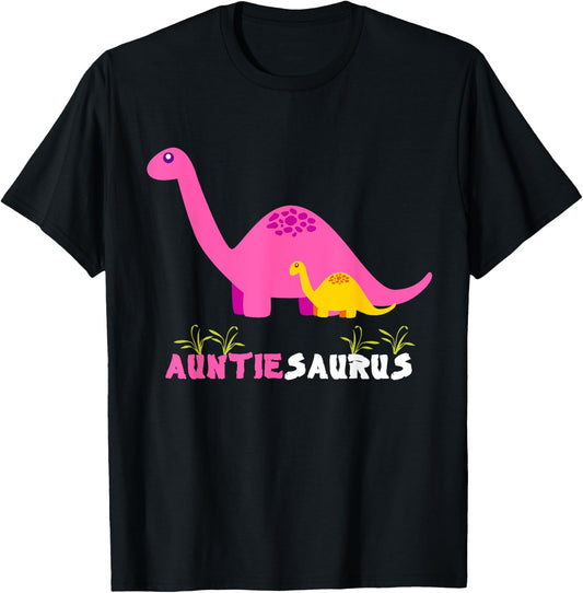 Auntiesaurus Cute Auntie Saurus Dinosaur Aunt T-Shirt - T-Shirt | Black