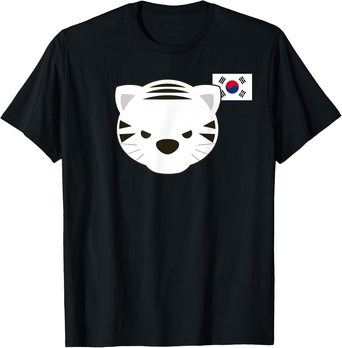 White Siberian Tiger South Korean Flag T-Shirt - T-Shirt | Black