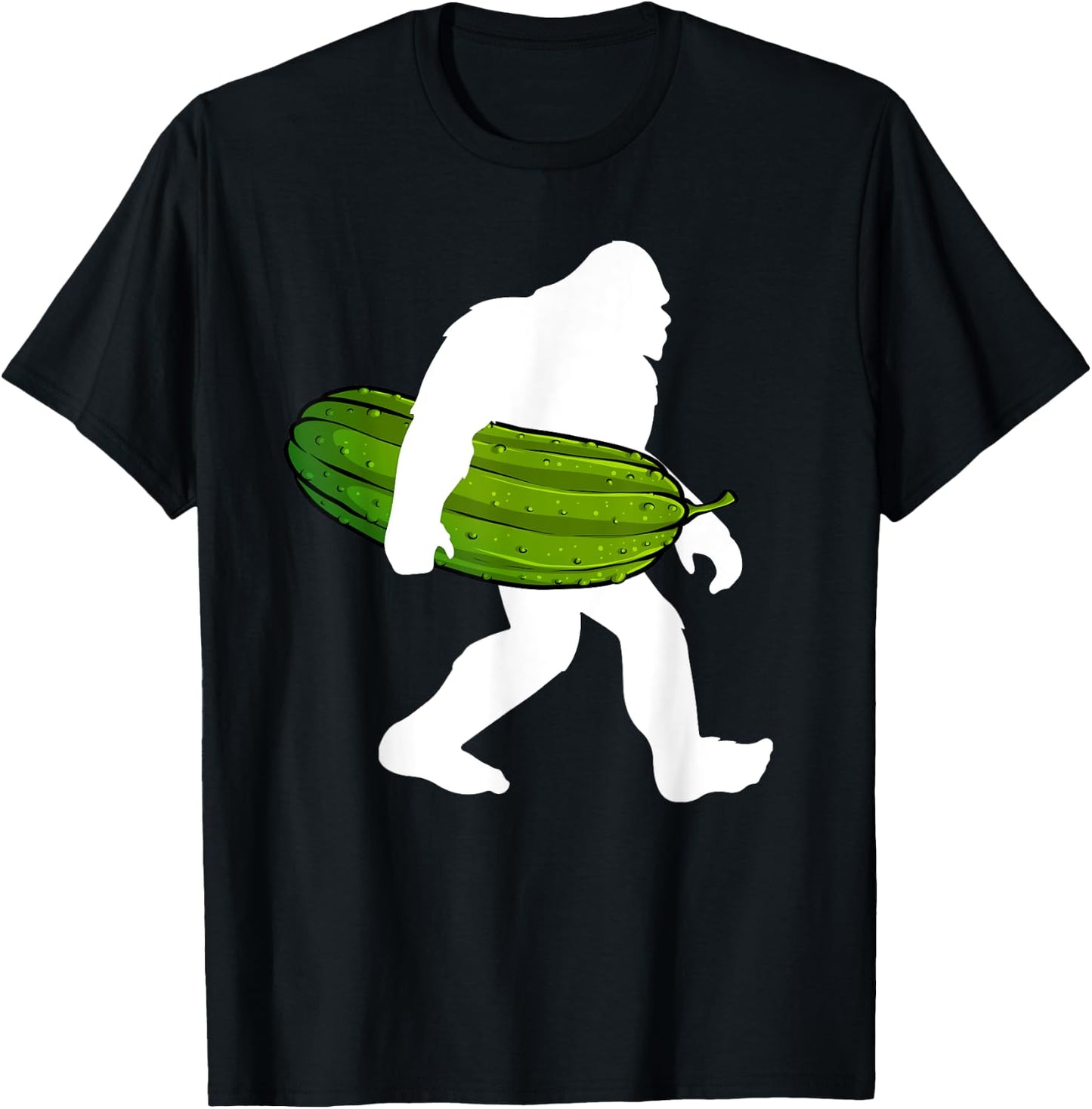 Pickle Art Women Kids Bigfoot Cucumber Pickle Lover T-Shirt - T-Shirt | Black