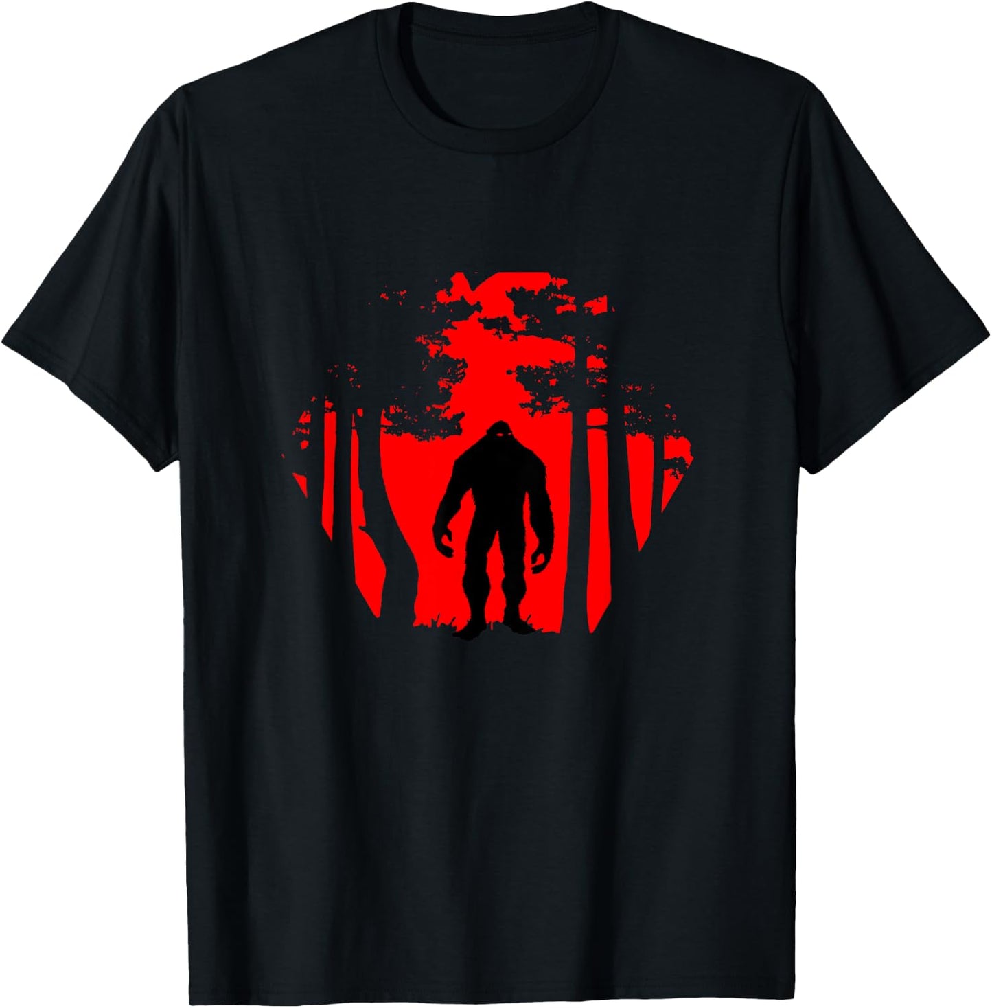 Scary Bigfoot in the woods T-Shirt - T-Shirt | Black