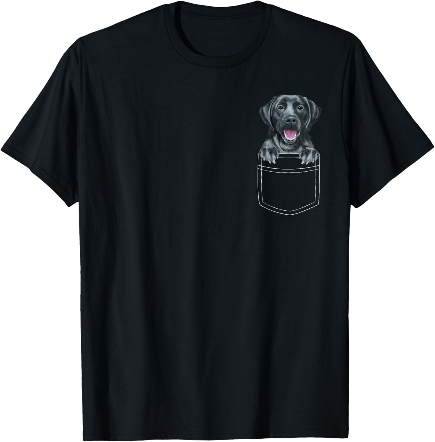 Black Labrador Retriever Dog In Pocket Funny Dog Lover Men Women Girls Kids T-Shirt - T-Shirt | Black