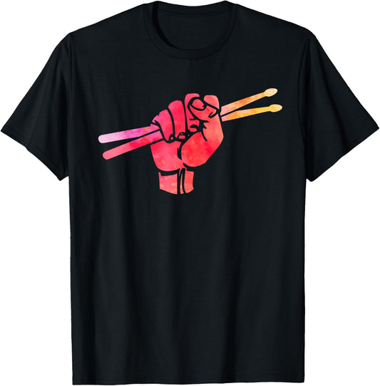 Joyouse Urban Style Black Drumsticks Gift Fist Drum T-Shirt - T-Shirt | Black