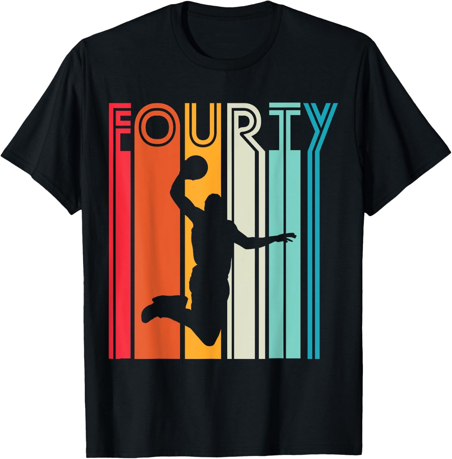 40th Birthday Basketball Lover Gift 40 Years Old Retro T-Shirt - T-Shirt | Black