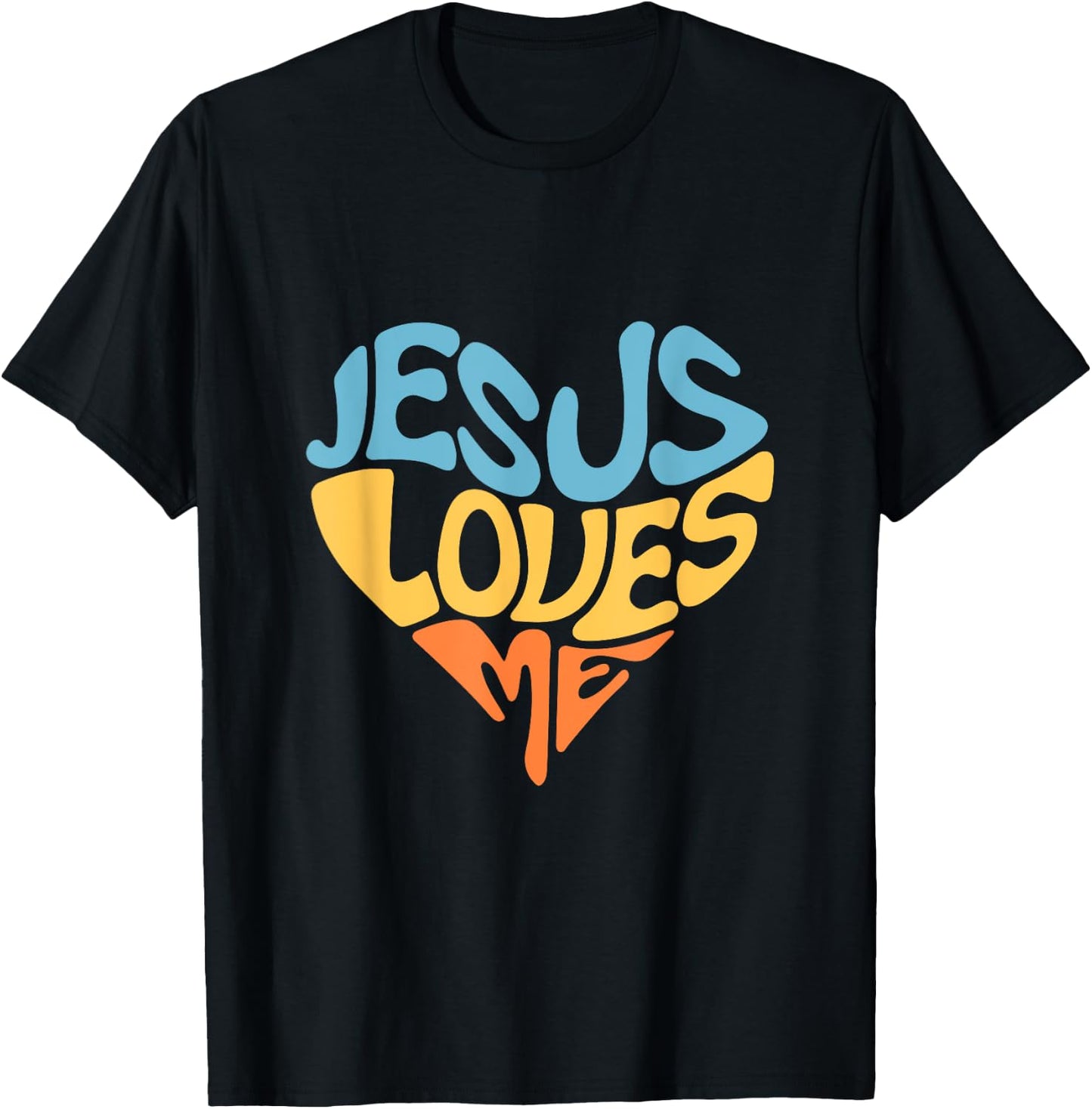 Jesus Loves Me Heart Shaped Men Women and Youth T-Shirt - T-Shirt | Black