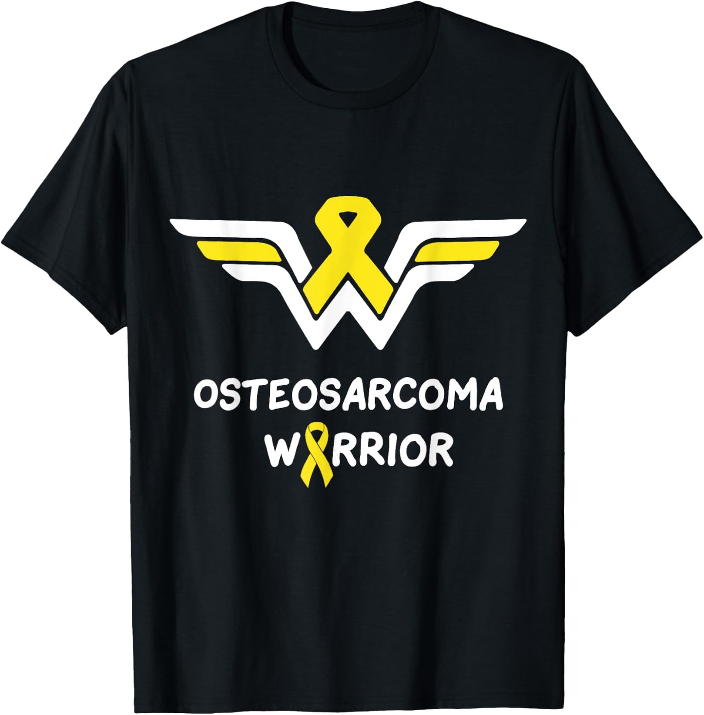 Osteosarcoma Awareness Warrior Support Yellow Ribbon Gifts T-Shirt - T-Shirt | Black