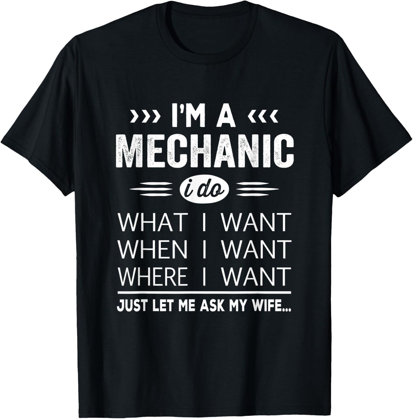 Mechanic Husband Gift From Wife Present Idea Funny Quote T-Shirt - T-Shirt | Black
