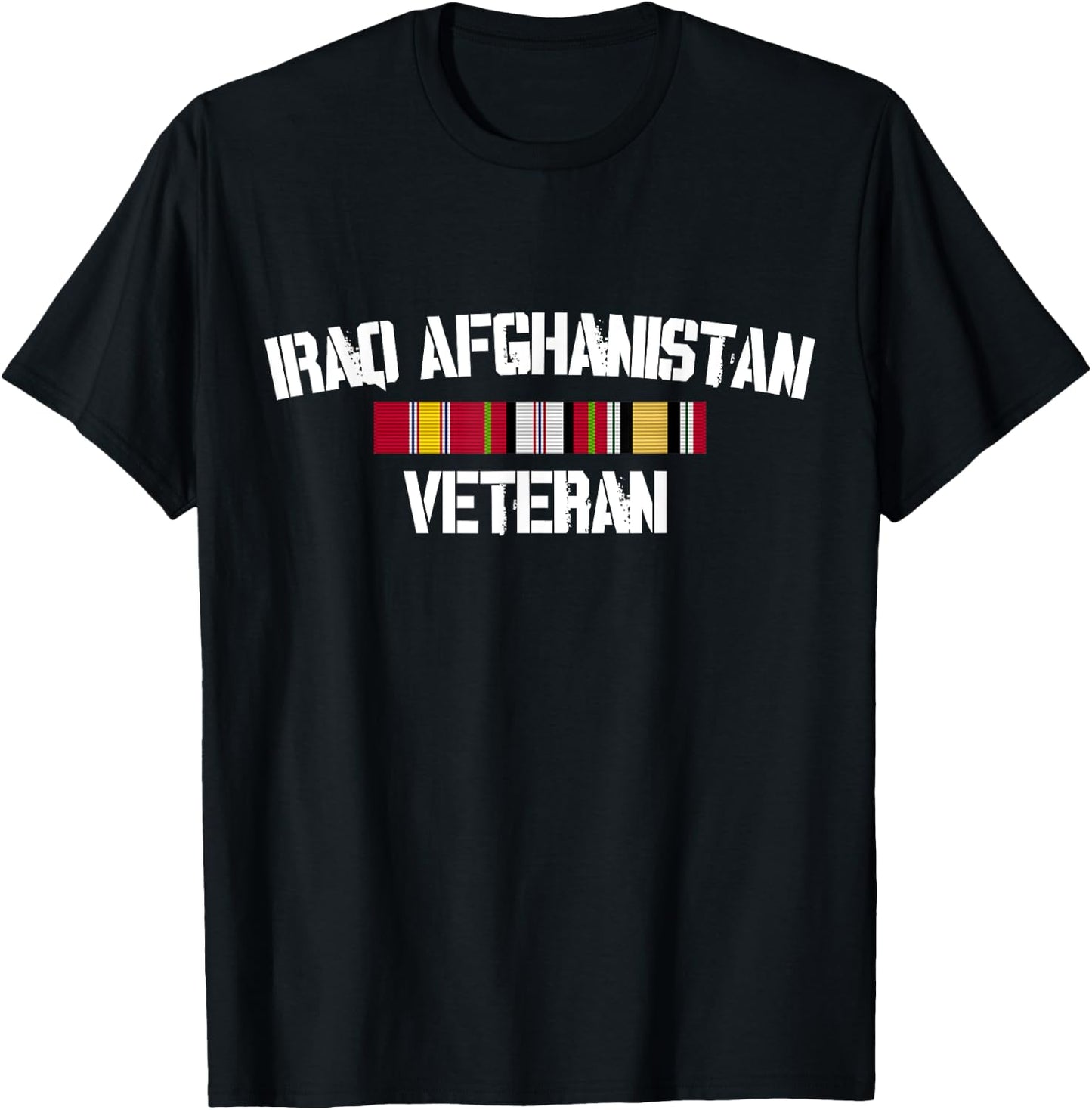 Iraq Afghanistan Veteran Pride Service Ribbon T-Shirt - T-Shirt | Black
