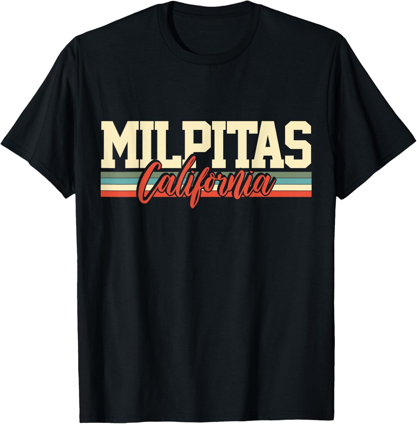 Milpitas California Retro T-Shirt - T-Shirt | Black