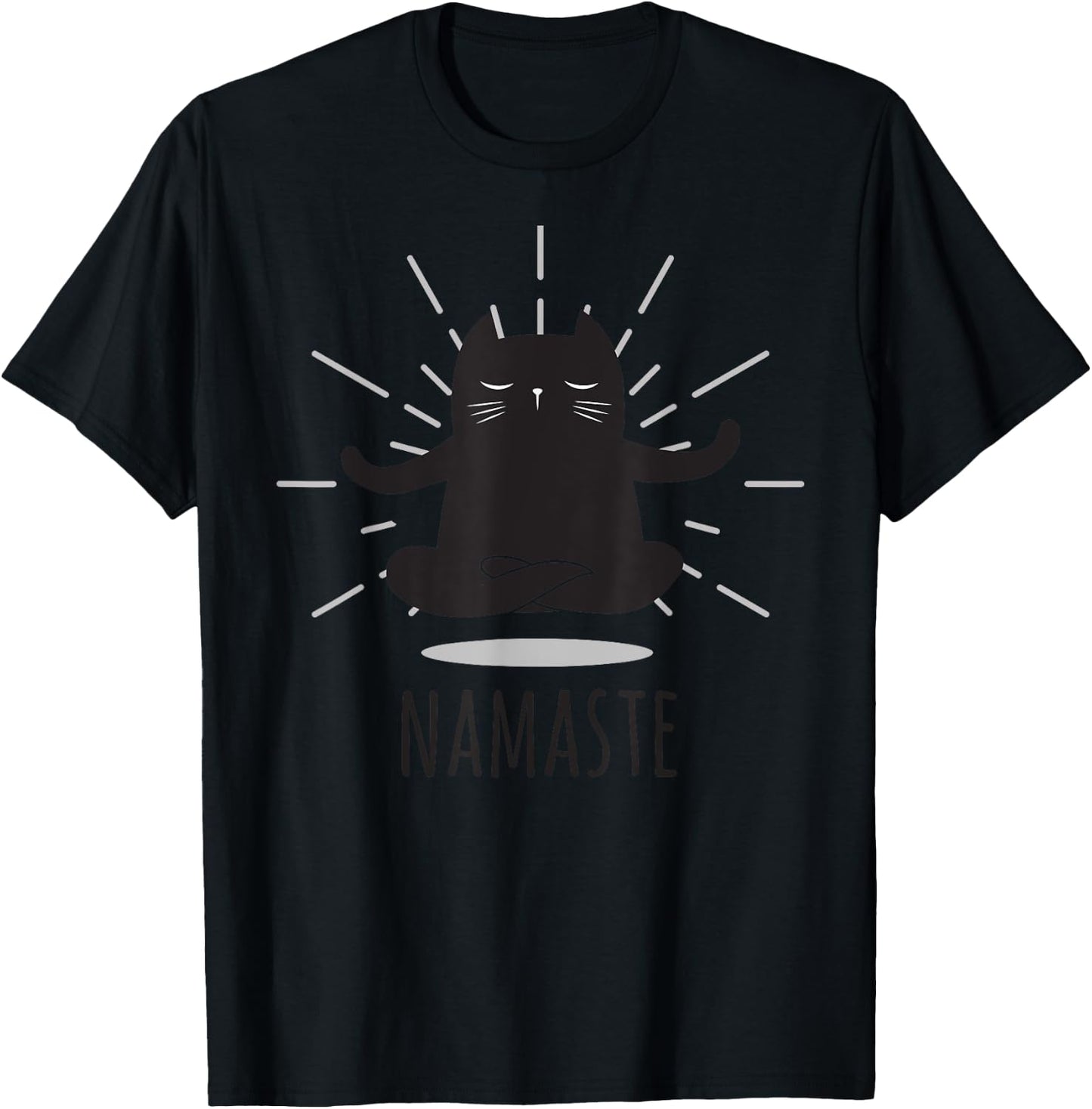 Funny Cat Namaste Yoga Poses Buddha Flower Symbol Women T-Shirt - T-Shirt | Black