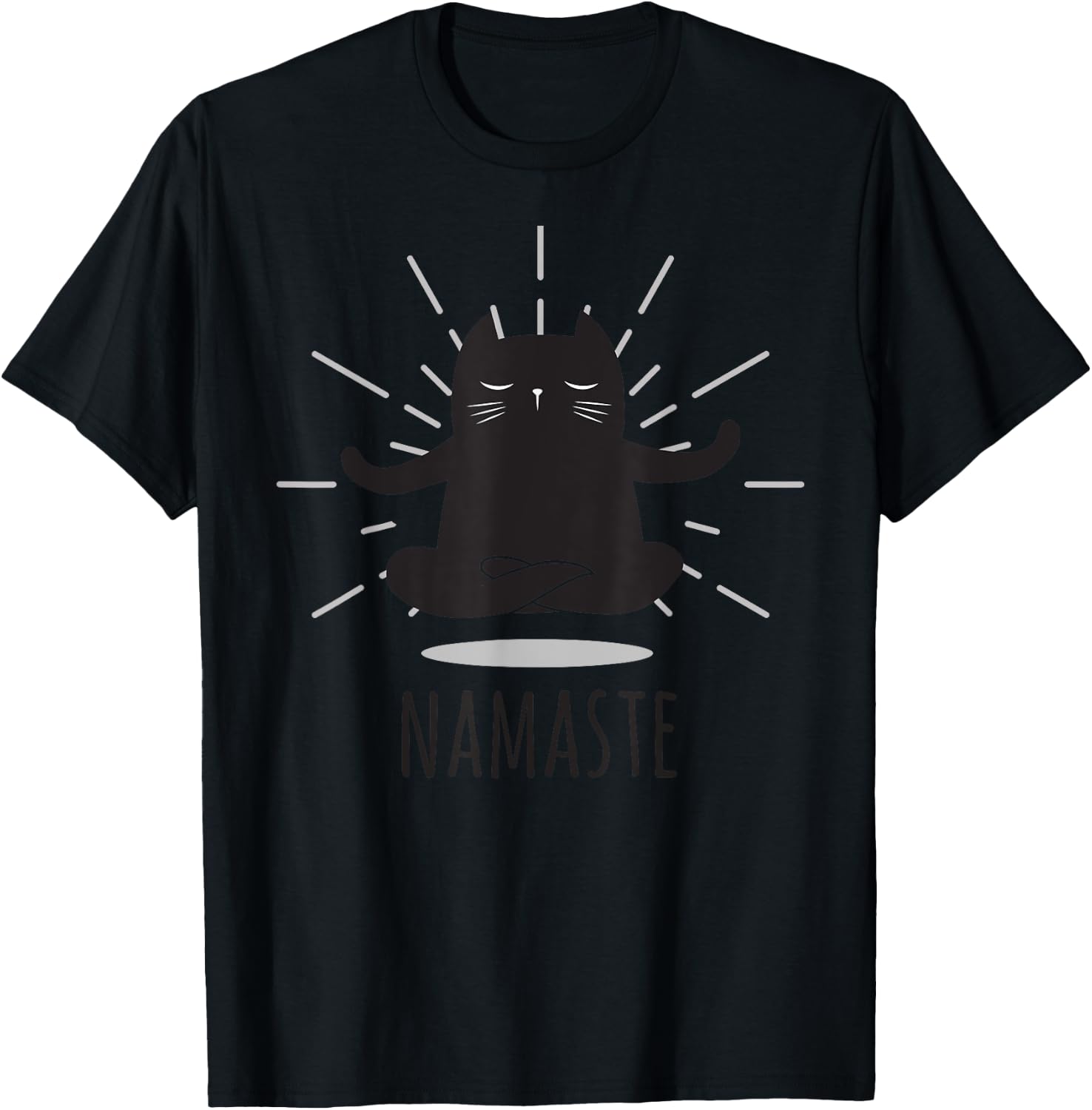 Funny Cat Namaste Yoga Poses Buddha Flower Symbol Women T-Shirt - T-Shirt | Black