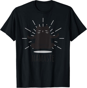 Funny Cat Namaste Yoga Poses Buddha Flower Symbol Women T-Shirt - T-Shirt | Black