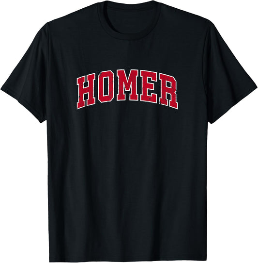 Homer Alaska AK Vintage Sports Design Red Design T-Shirt - T-Shirt | Black