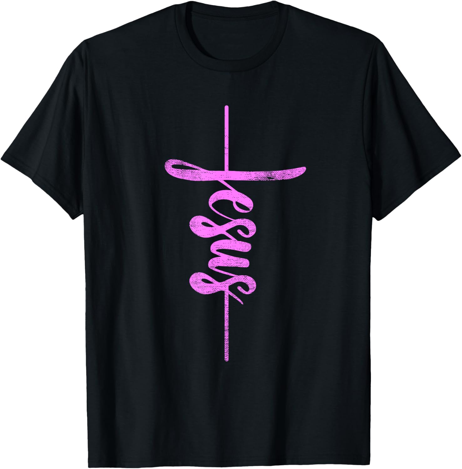 Jesus Christian Cross Art Cursive Inspiring Gift Men Women T-Shirt - T-Shirt | Black