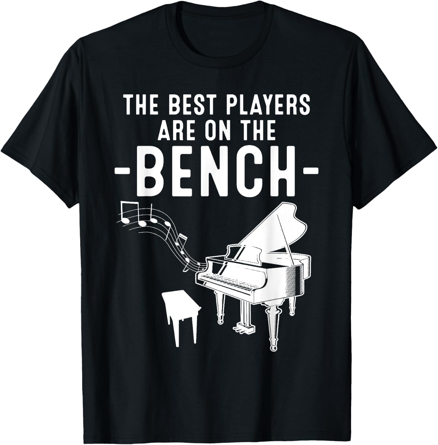 Funny Piano Player Gift Cute Bench Pianist T-Shirt - T-Shirt | Black