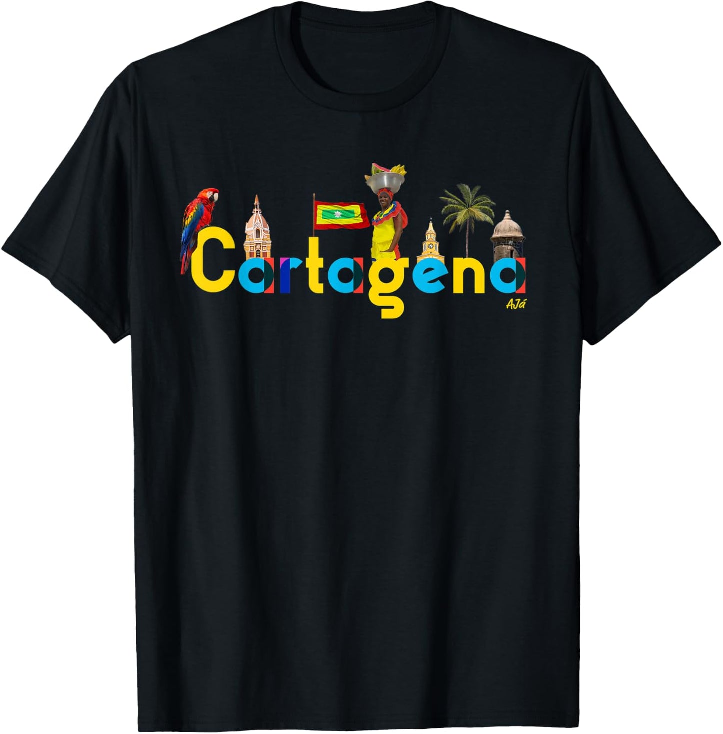 AJ.co Hecho en Cartagena Colombia - Men's -Adults Black Small Classic Fit Short Sleeve T-Shirt - T-Shirt | Black