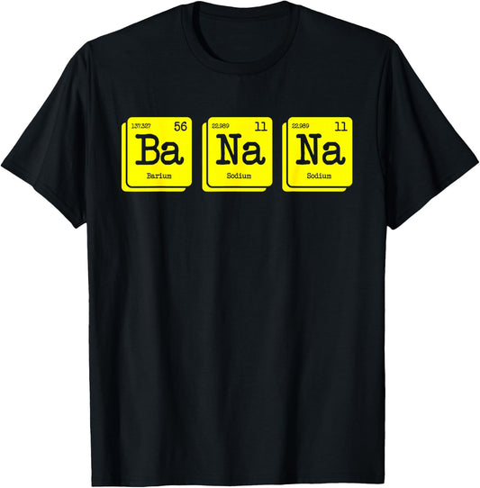 Funny Chemistry Yellow Banana Periodic Table Food Lover Gift T-Shirt - T-Shirt | Black