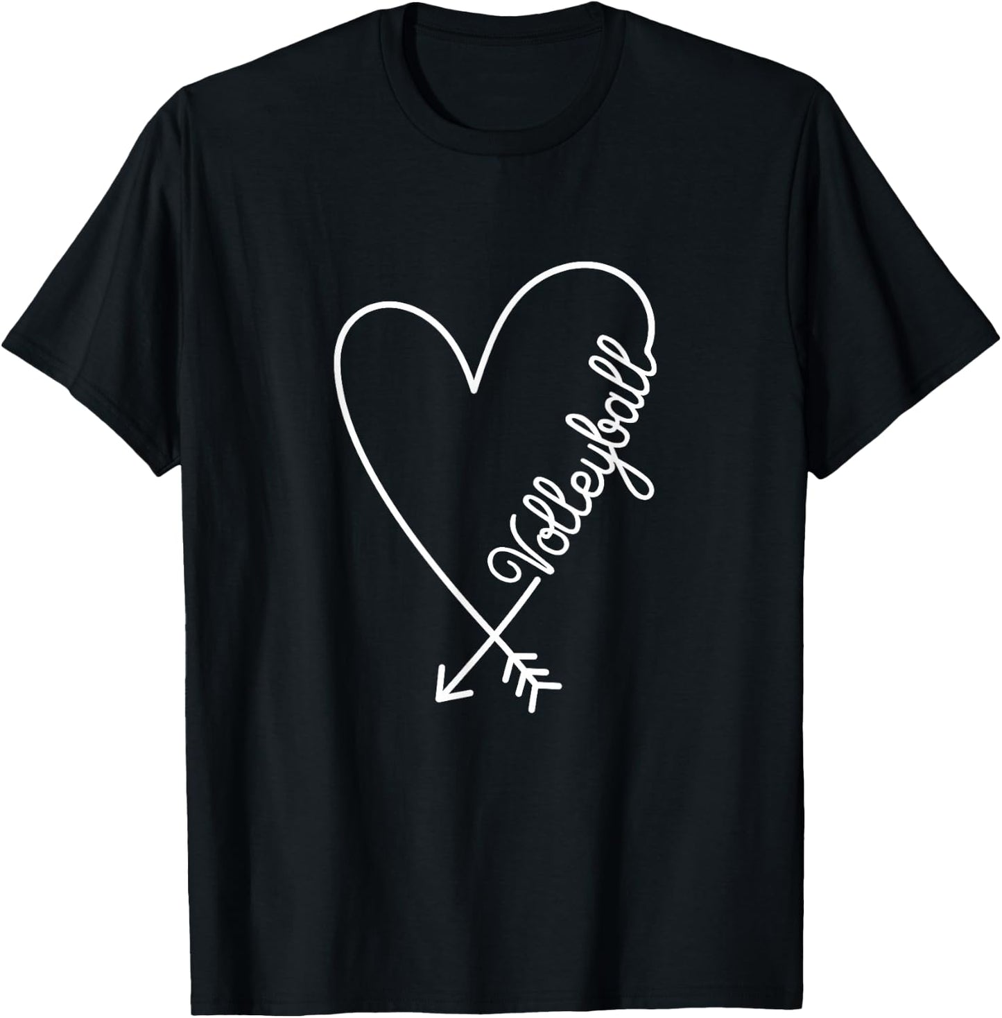 Volleyball Cute Graphic Heart Love T-Shirt - T-Shirt | Black