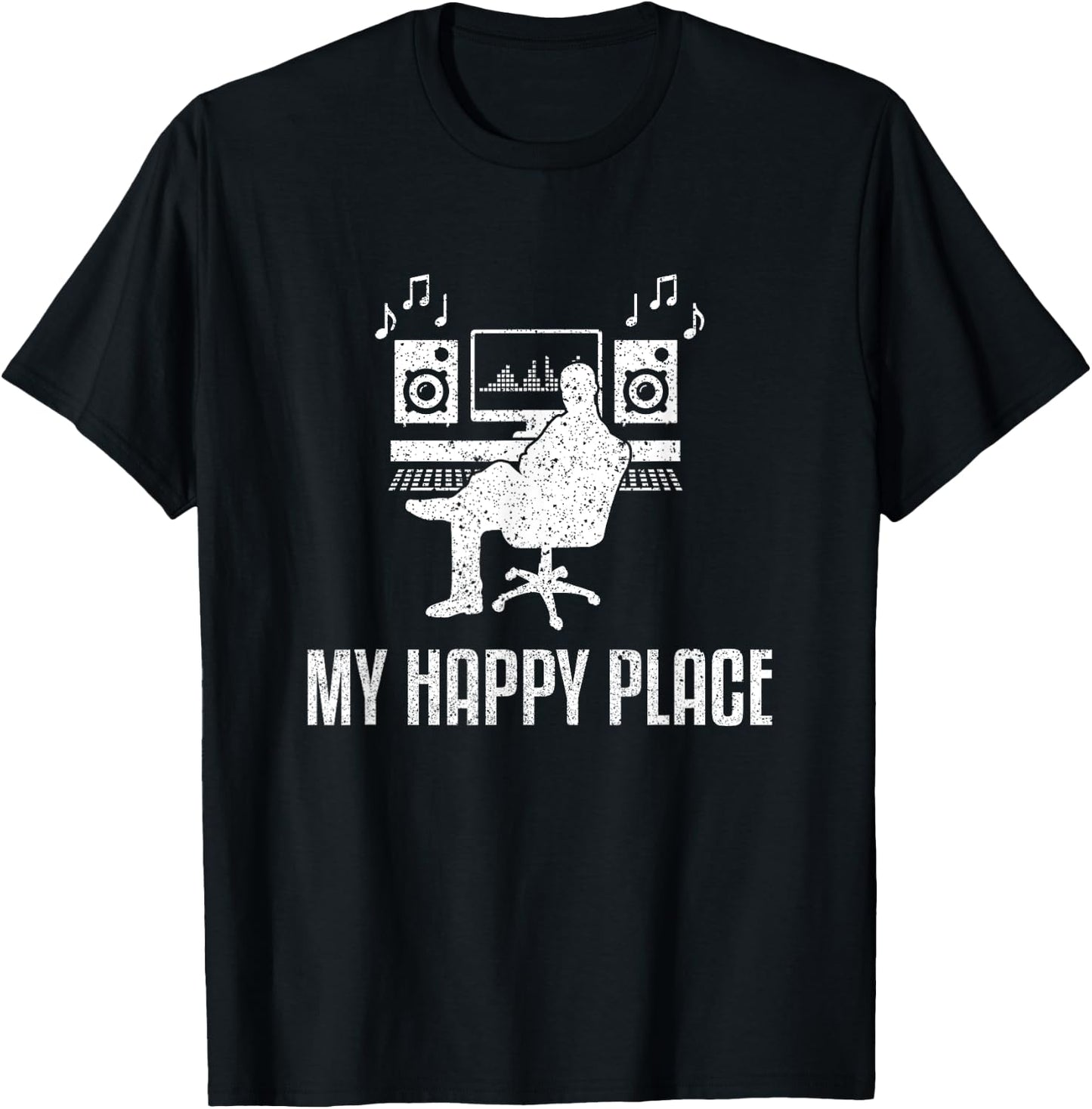 Funny Audio Engineer - Music Producer My Happy Place T-Shirt - T-Shirt | Black