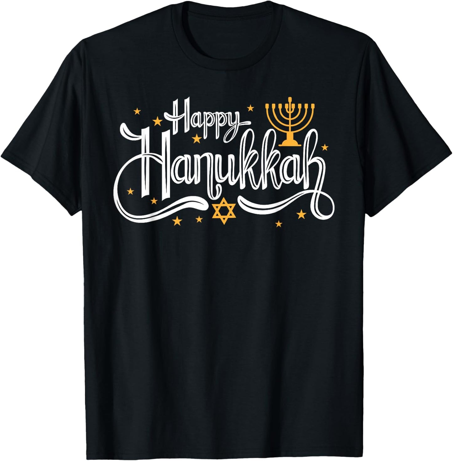 Happy Hanukkah Vintage Jewish Holiday Gift T-Shirt - T-Shirt | Black