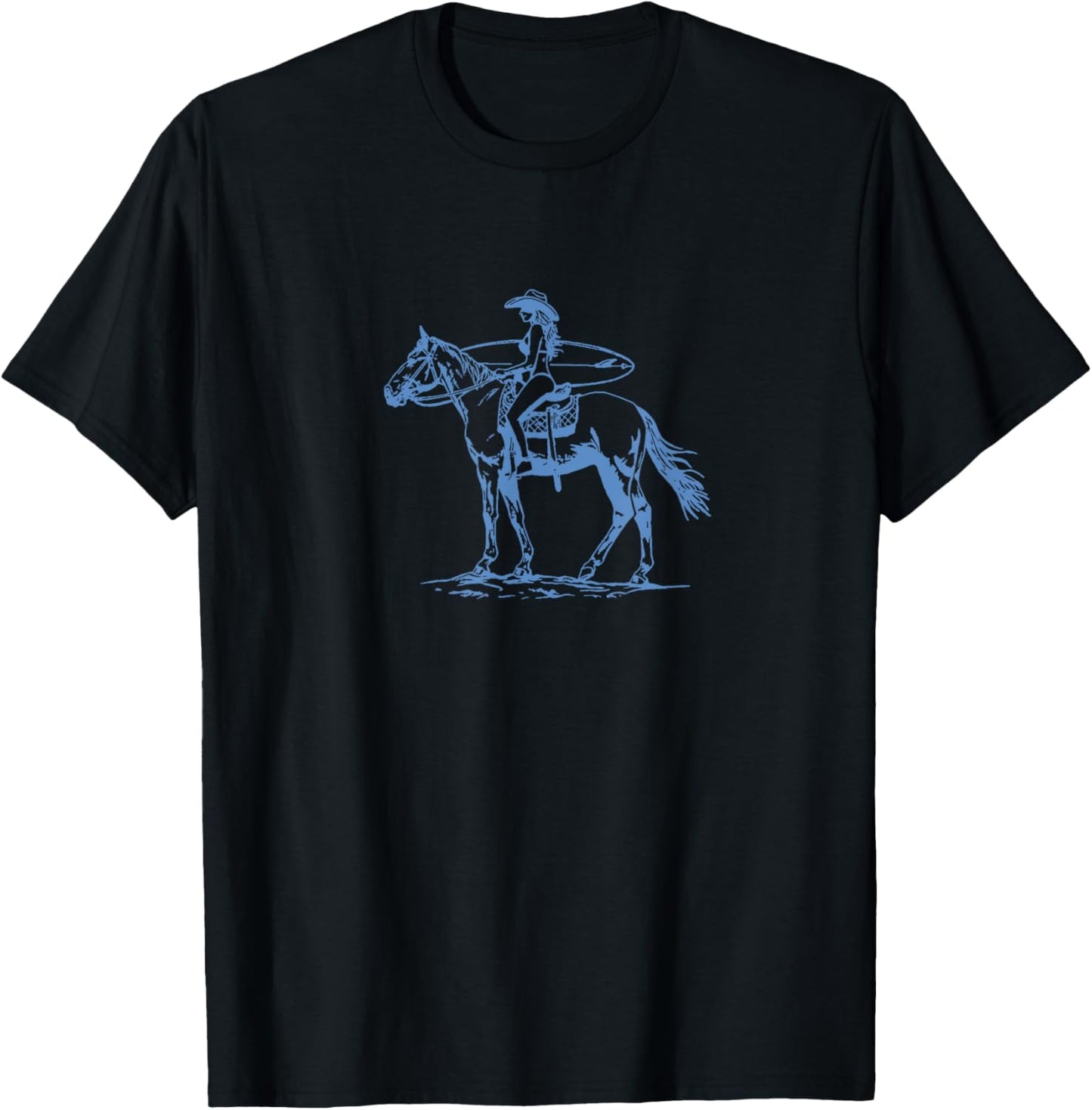 Coastal Cowgirl Beachy Horse Surfer T-Shirt - T-Shirt | Black