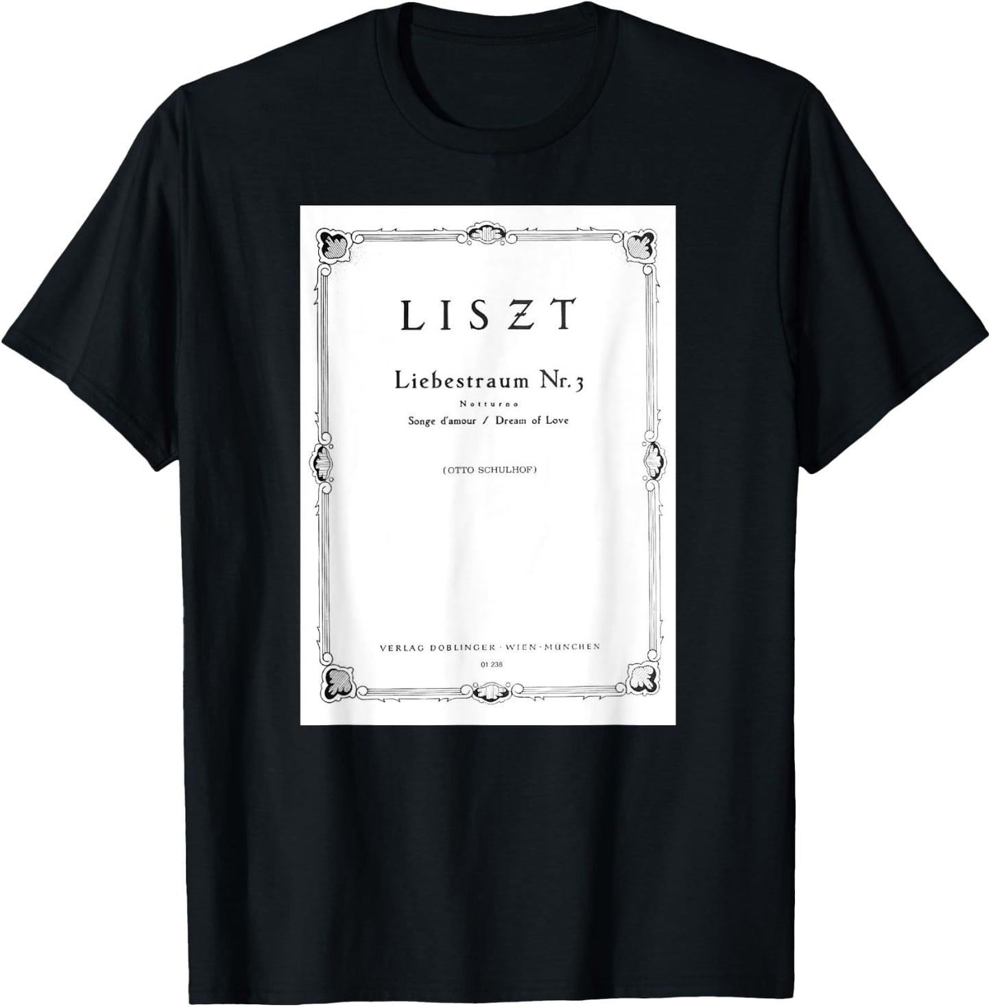Franz Liszt Dream of Love Vintage Book Cover T-Shirt - T-Shirt | Black