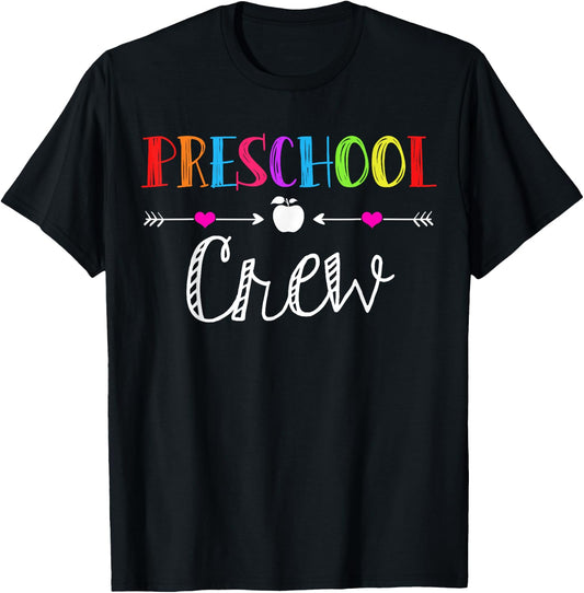 Preschool Crew Teacher Funny First Day Of School Kids Gift T-Shirt - T-Shirt | Black