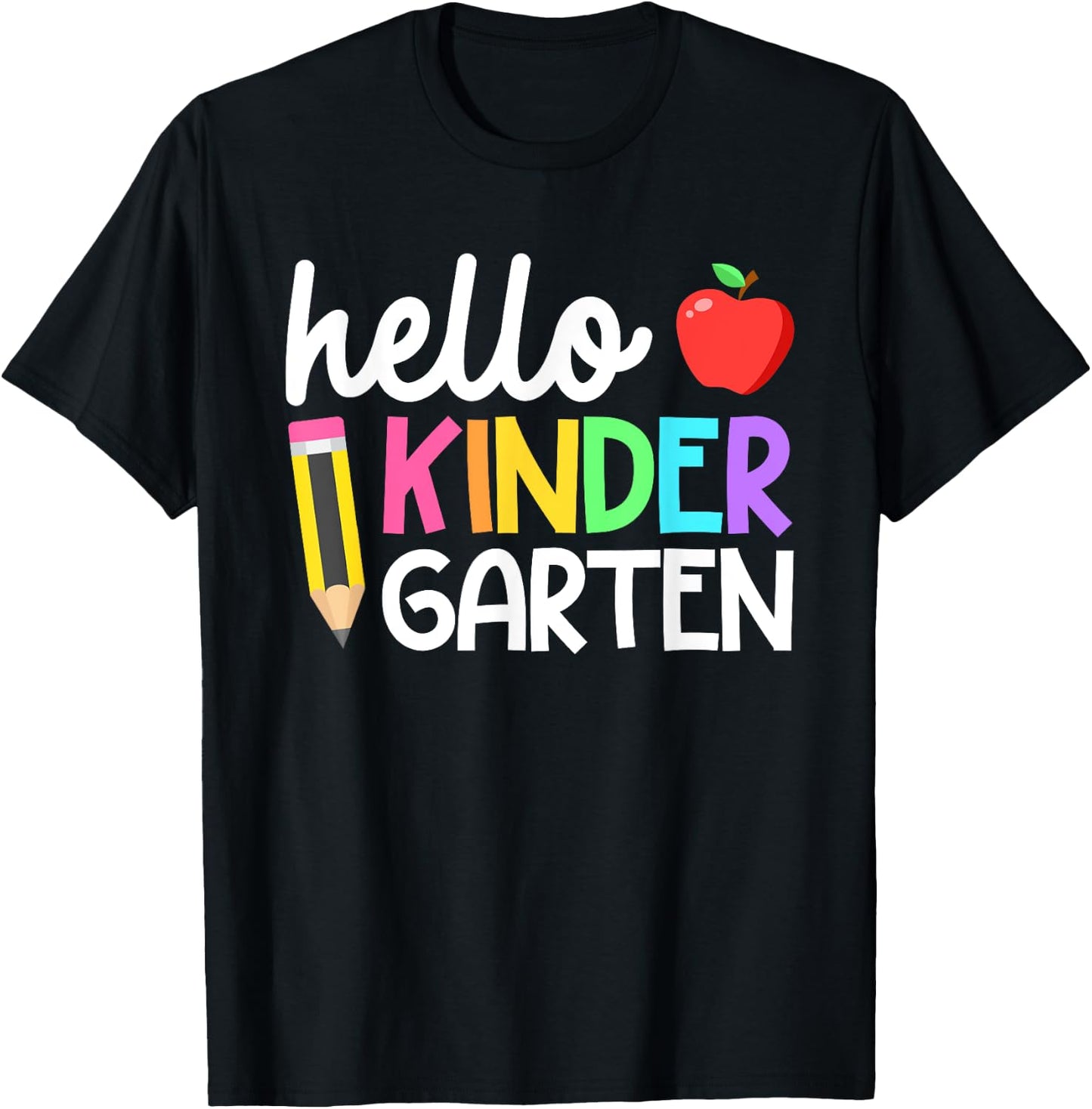 Hello Kindergarten Team Kinder Back to School Teacher Kids T-Shirt - T-Shirt | Black