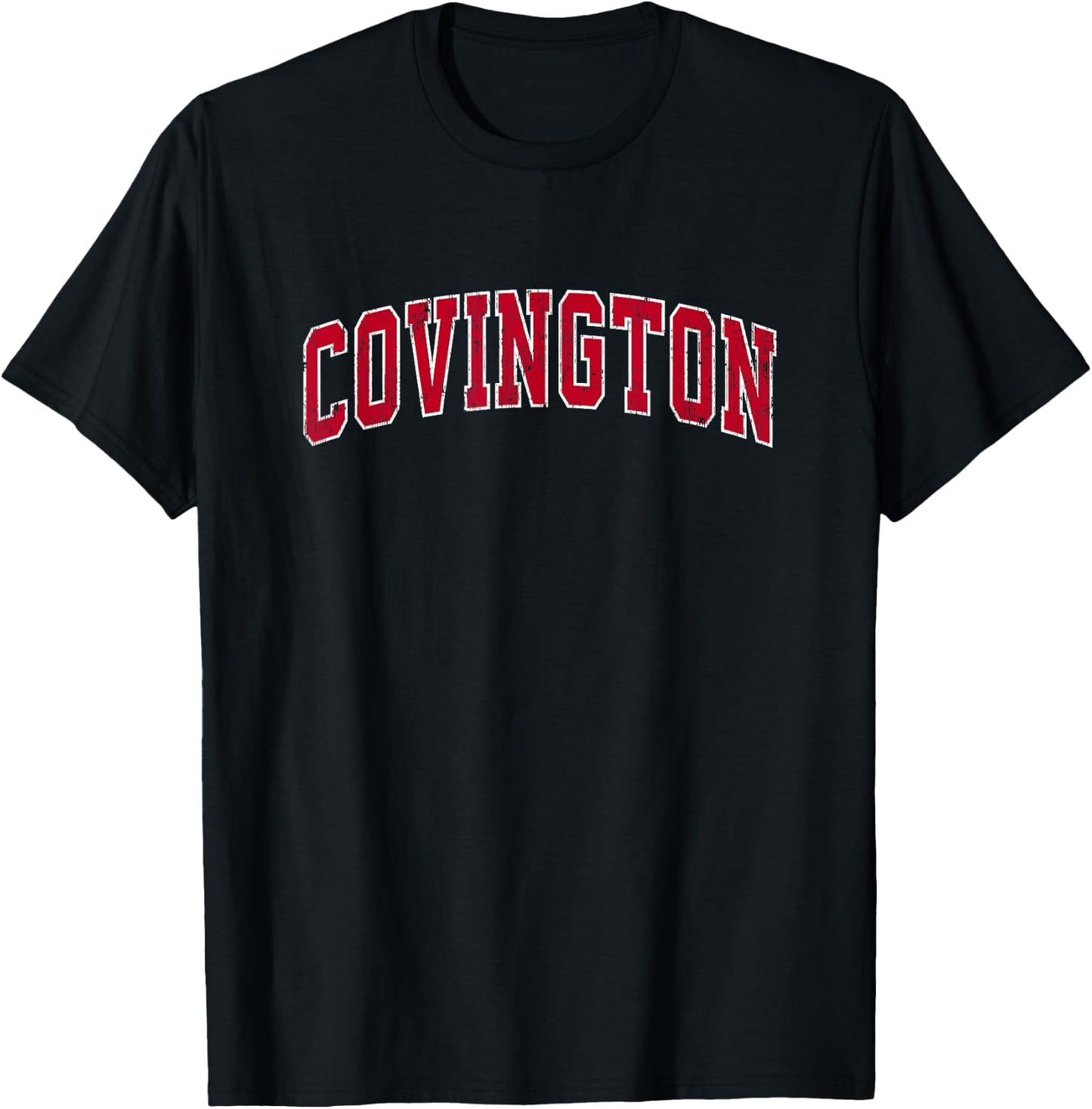 Covington Georgia GA Vintage Sports Design Red Design T-Shirt - T-Shirt | Black